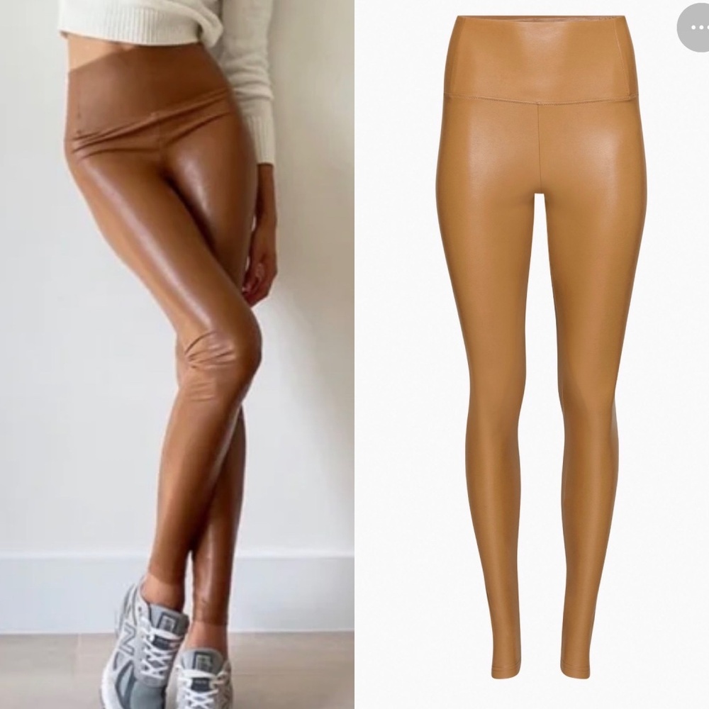 WILFRED FREE Camel Daria Vegan Leather Leggings Size S